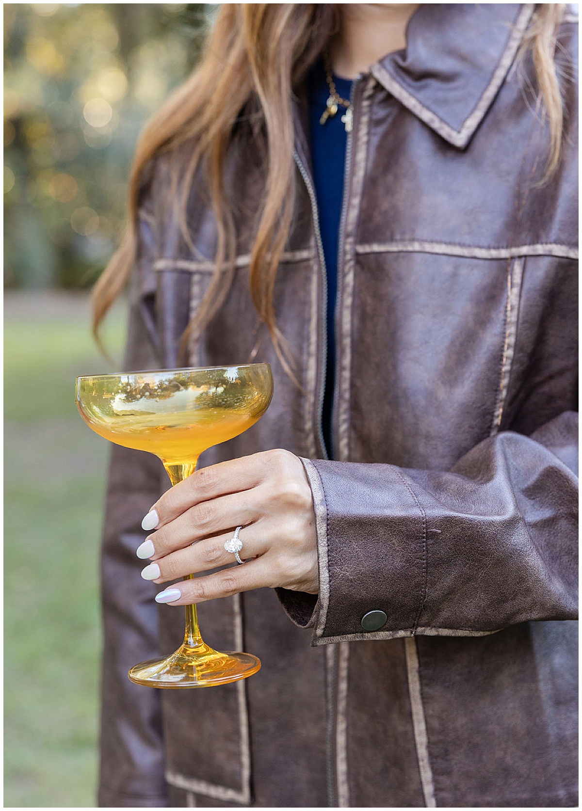 Estelle Colored Glass Yellow Coupe Champagne Glass perfect for Charleston Proposal at Hampton Park